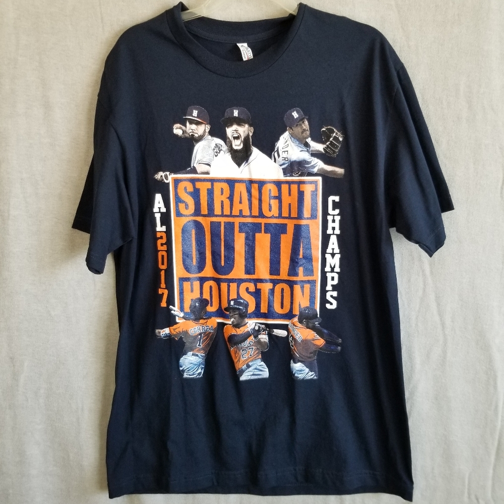 Alstyle Straight Outta Houston Al 2017 Champs Large T‎ Shirt Astros World Series
